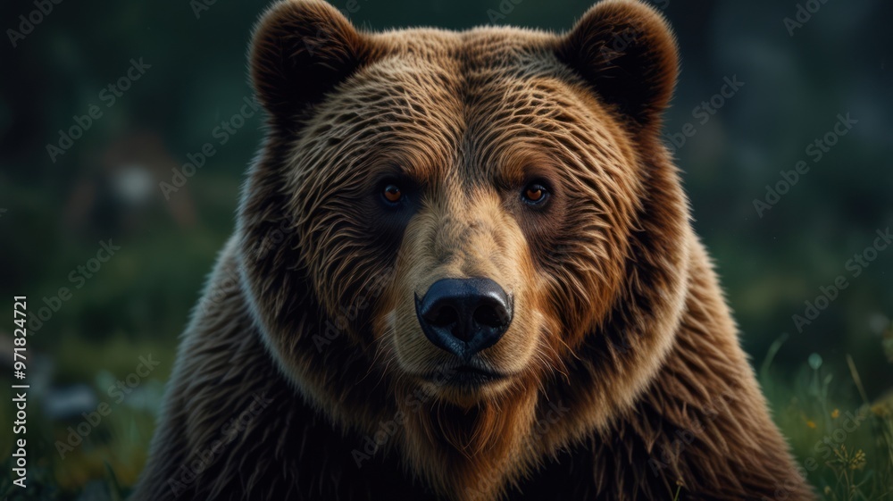 Fototapeta premium realistic illustration of a bear in the forest