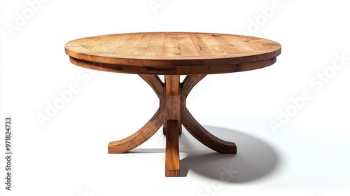 Round wooden table with clean minimalist design