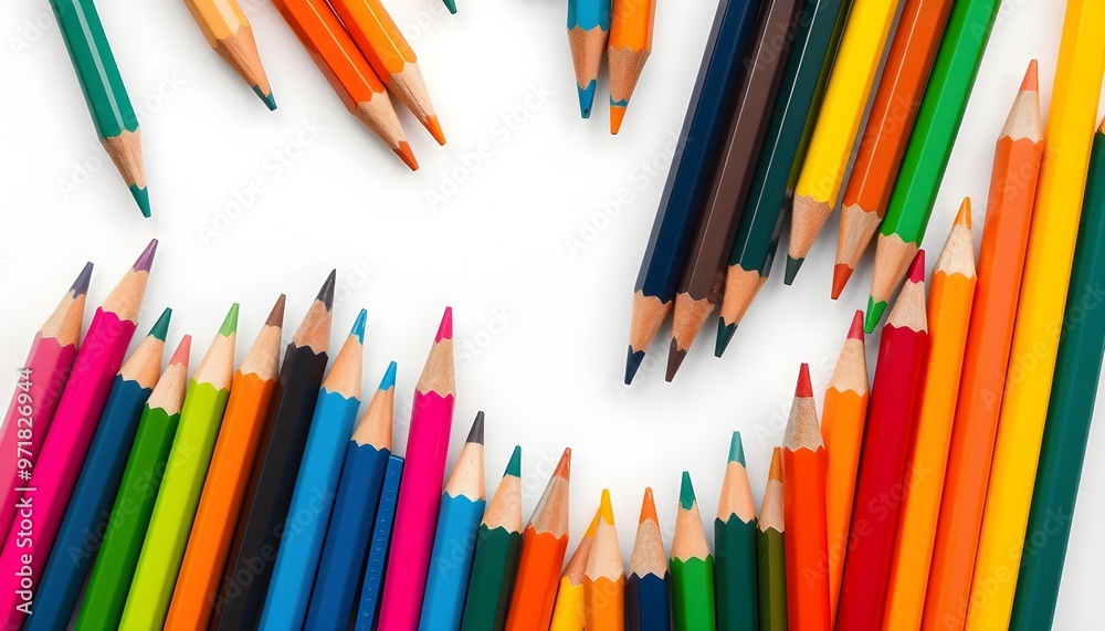 Colorful Pencils Arranged in a Creative Pattern Colorful Pencils Arranged in a Creative Pattern