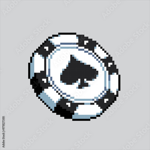 Pixel art illustration Chip. Pixelated Token Chip. Casino Token Chip pixelated for the pixel art game and icon for website and video game. old school retro.