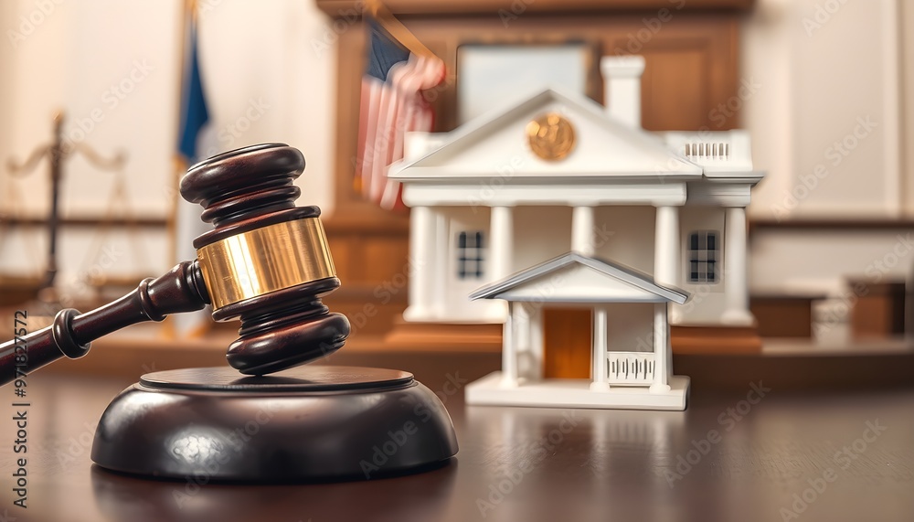 Justice and Law: A Gavel and a Courthouse Justice and Law: A Gavel and a Courthouse