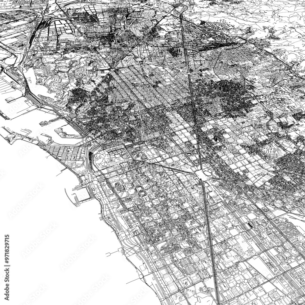 Fototapeta premium 3D illustration of city and urban in Barcelona Spain