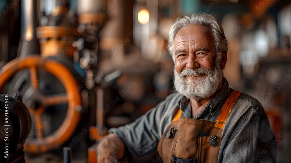 Smiling craftsman in workshop. Smiling craftsman in workshop.