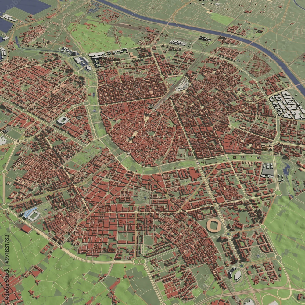 3D illustration of city and urban in Valencia Spain 3D illustration of city and urban in Valencia Spain