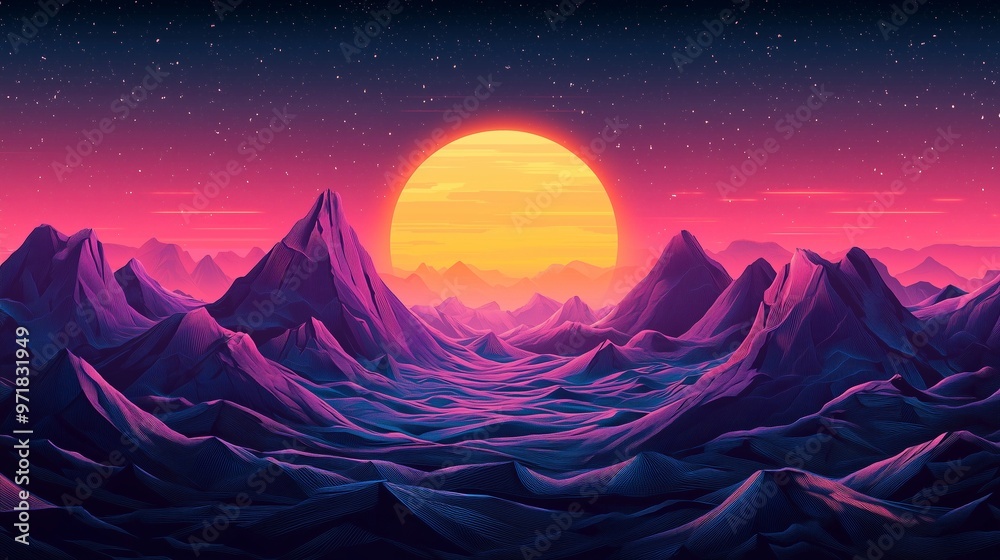 Fototapeta premium Retro Futuristic Landscape