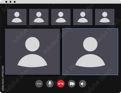 Video conference call interface showing multiple people having a business meeting or online learning session