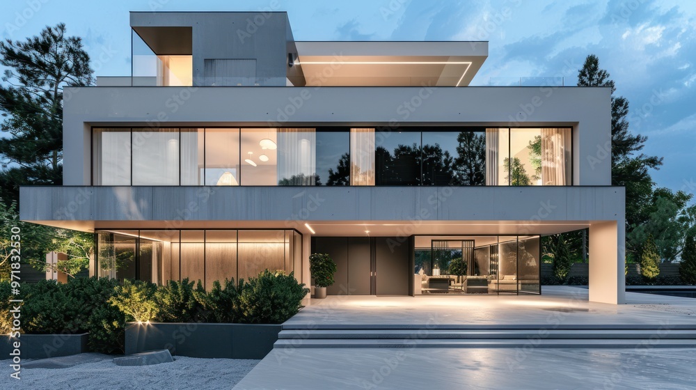 Modern Luxury Home with Glass Facade Modern Luxury Home with Glass Facade