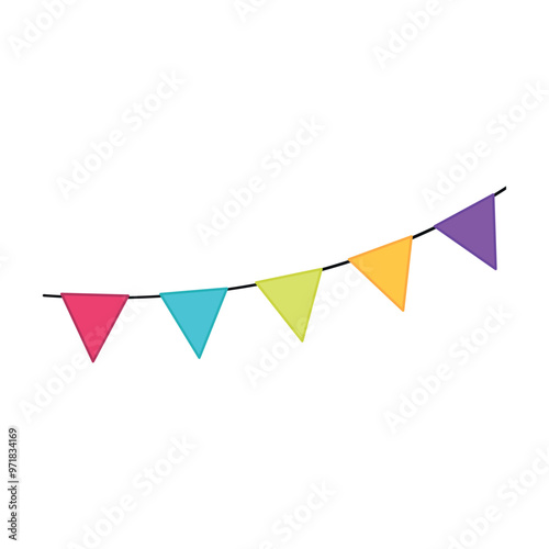 Colored paper pennant Party decoration Vector