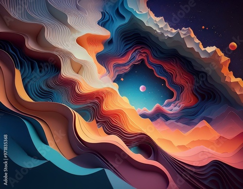 a nebula in space, AI abstract paper art