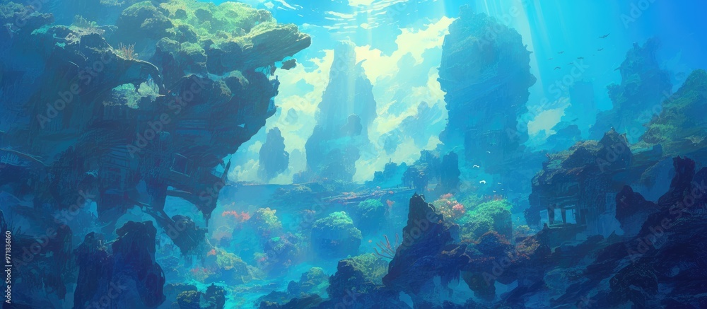 Fototapeta premium High dynamic range image of rocks submerged underwater