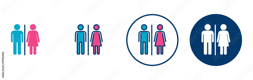 Toilet icon vector isolated on white background. Toilet sign. Man and woman restroom sign vector. Male and female icon Toilet icon vector isolated on white background. Toilet sign. Man and woman restroom sign vector. Male and female icon