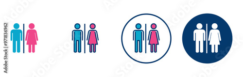 Toilet icon vector isolated on white background. Toilet sign. Man and woman restroom sign vector. Male and female icon
