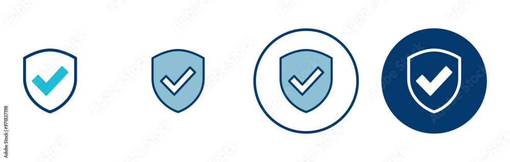 Shield check mark icon vector isolated on white background. Protection approve sign. Safe icon vector