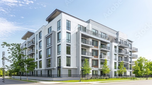 Modern Apartment Building with Balconies