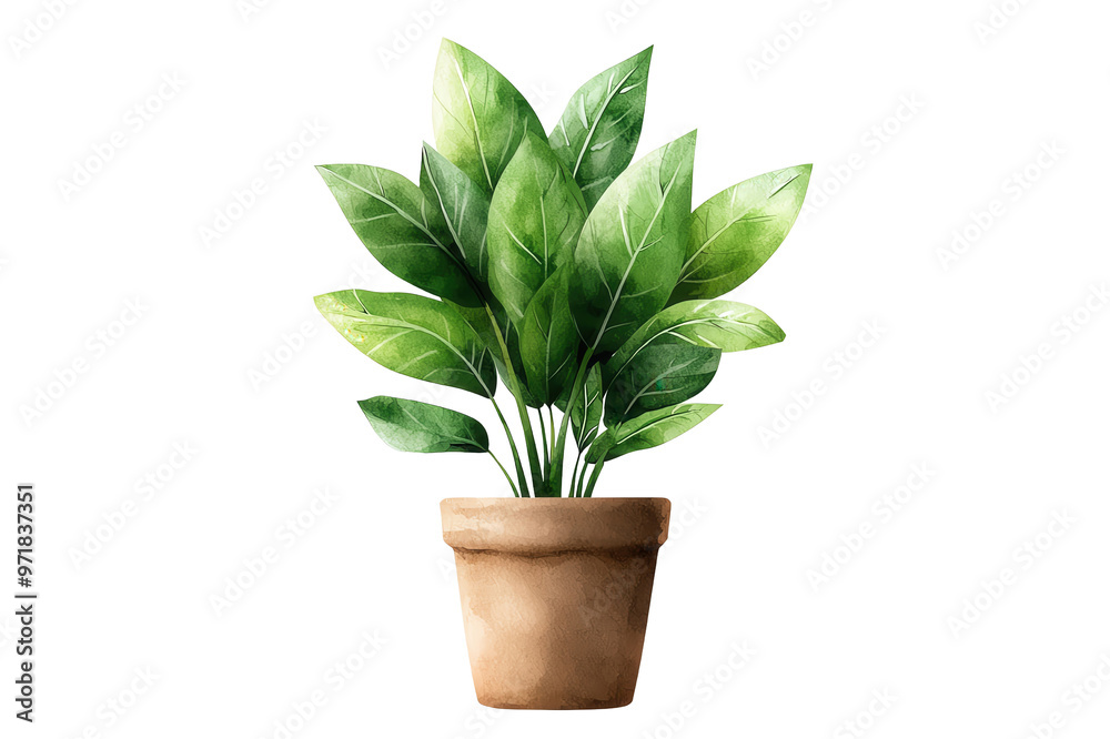 A vibrant green plant in a rustic terracotta pot isolated on a white background, transparent background. A vibrant green plant in a rustic terracotta pot isolated on a white background, transparent background.