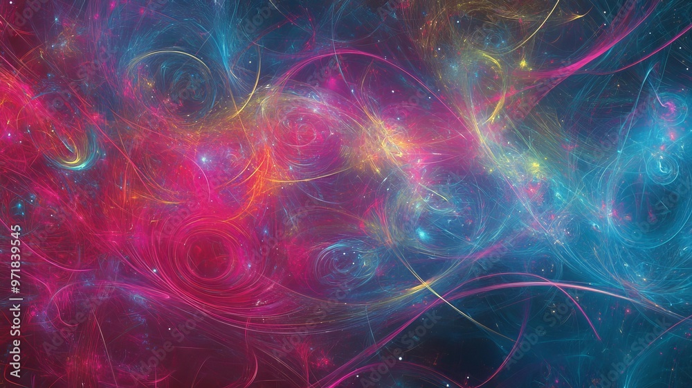 Fototapeta premium Abstract fractal design featuring vibrant colors intricate patterns, ideal for creative projects like wallpapers, posters, book covers, clothing prints, showcasing a captivating psychedelic aesthetic