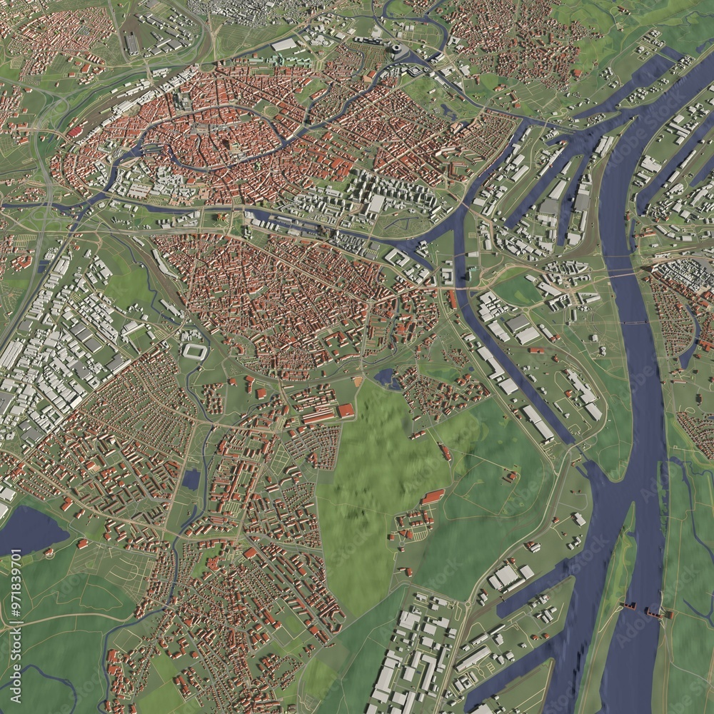 Fototapeta premium 3D illustration of city and urban in Strasbourg France