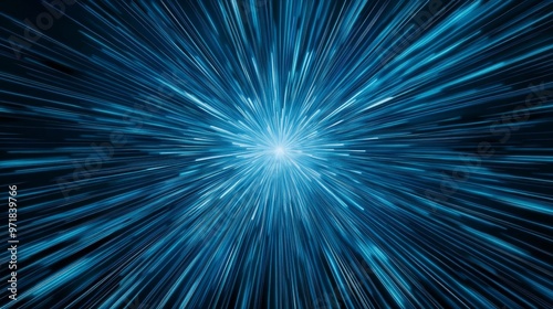 Dark blue starburst textured surface with explosive energy, dynamic rays, and abstract light effect, perfect for futuristic designs, digital innovation, and high-energy themes in modern visuals