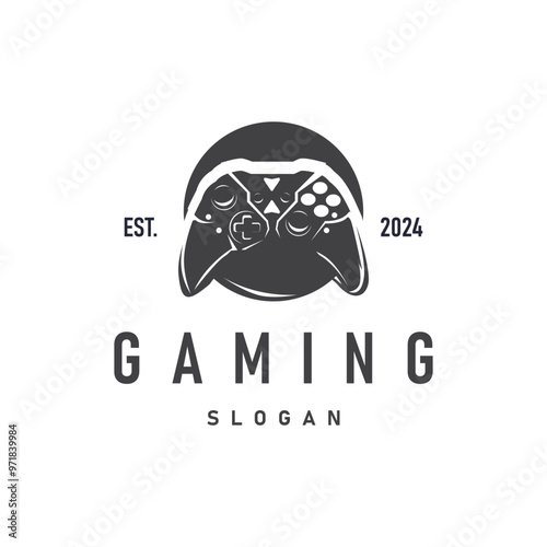 Game Console Logo, Gamer Design Gamepad Illustration Symbol Template