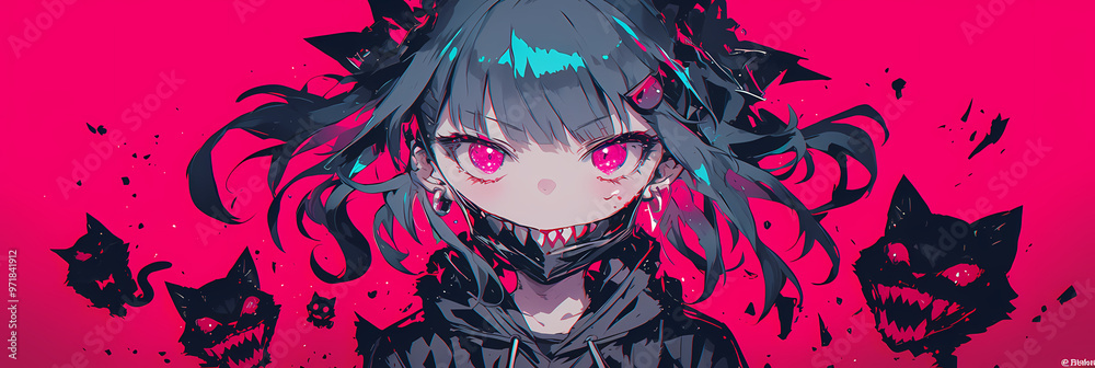 Kawaii Horror Girl and Kitty – Cute and Spooky Art