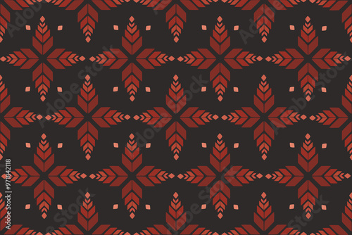Vector illustration of an ethnic geometric pattern. Bohemian seamless pattern. Embroidery. Seamless traditional design pattern for fabrics, backgrounds, carpets, wallpapers, clothes, and pillowcases.
