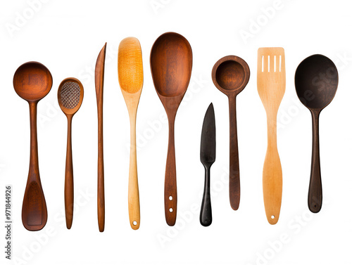 Collection of Handcrafted Wooden Spoons and Ladles in Distinct Designs