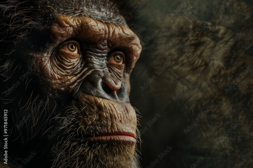 Australopithecus representation in human evolutionary chain with ape ...