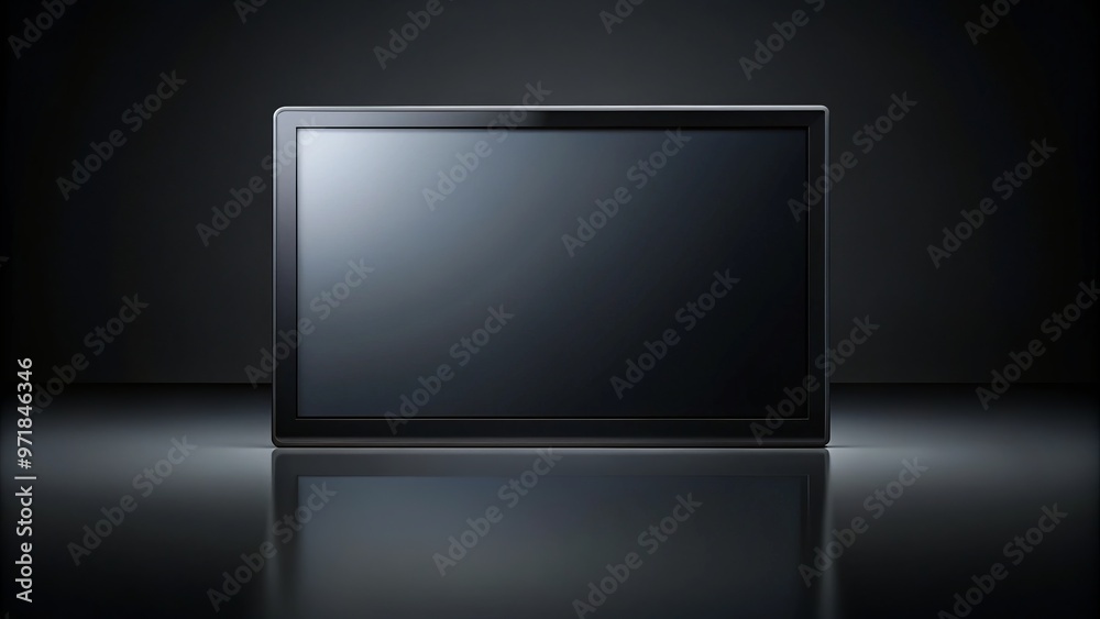 A dark and silent screen hangs like a mirrored canvas, its black border reflected in the faint hum A dark and silent screen hangs like a mirrored canvas, its black border reflected in the faint hum