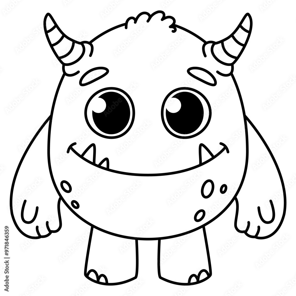 Obraz premium Coloring Page Outline of Cute Monster