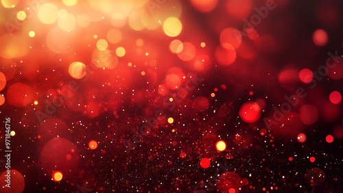 Dark Elegance: Red and Black Background with Subtle Glitter and Bokeh