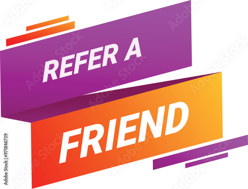Colorful banner promoting a referral program for sharing with friends