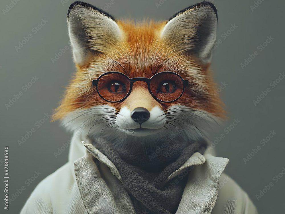 A whimsical fox character wearing glasses and a coat, blending nature with human sophistication, perfect for creative projects. A whimsical fox character wearing glasses and a coat, blending nature with human sophistication, perfect for creative projects.