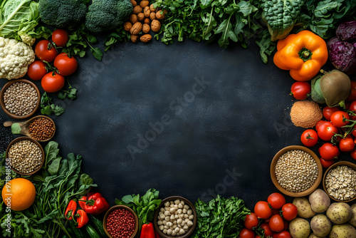 Wallpaper Mural A vibrant collection of fresh vegetables and legumes arranged around a blank slate, perfect for healthy cooking inspiration. Torontodigital.ca