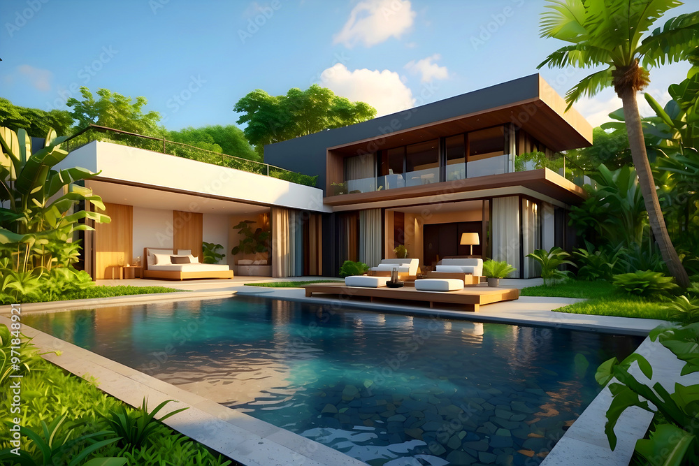 Fototapeta premium a lavish swimming area.