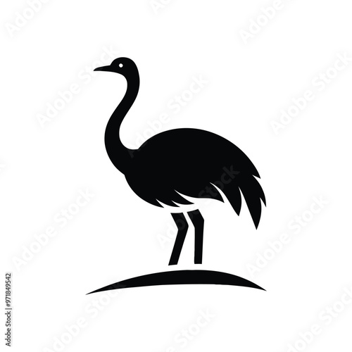 Minimalist Ostrich Silhouette Vector Art for Logos, Posters, and Wildlife-Themed Designs photo