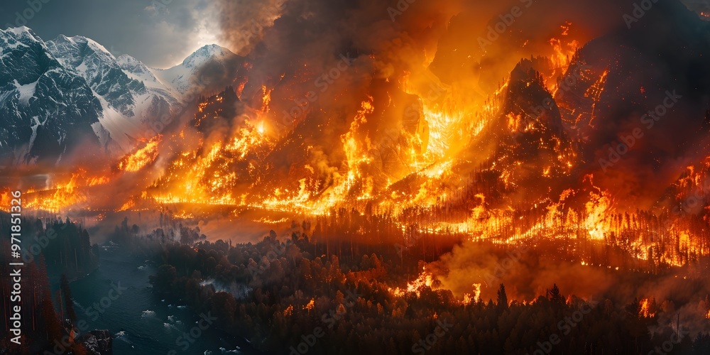 Blazing sunset in mountainous terrain. Blazing sunset in mountainous terrain.
