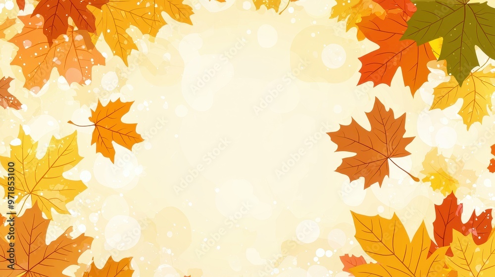 Autumn Leaves Border Background with Copy Space Autumn Leaves Border Background with Copy Space