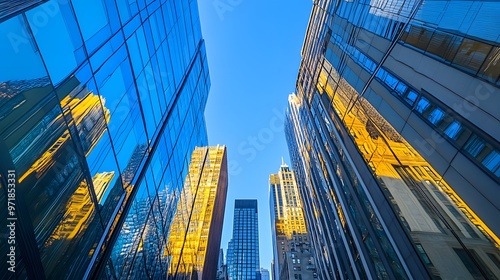 Glass Facade Reflections of Modern Skyscrapers