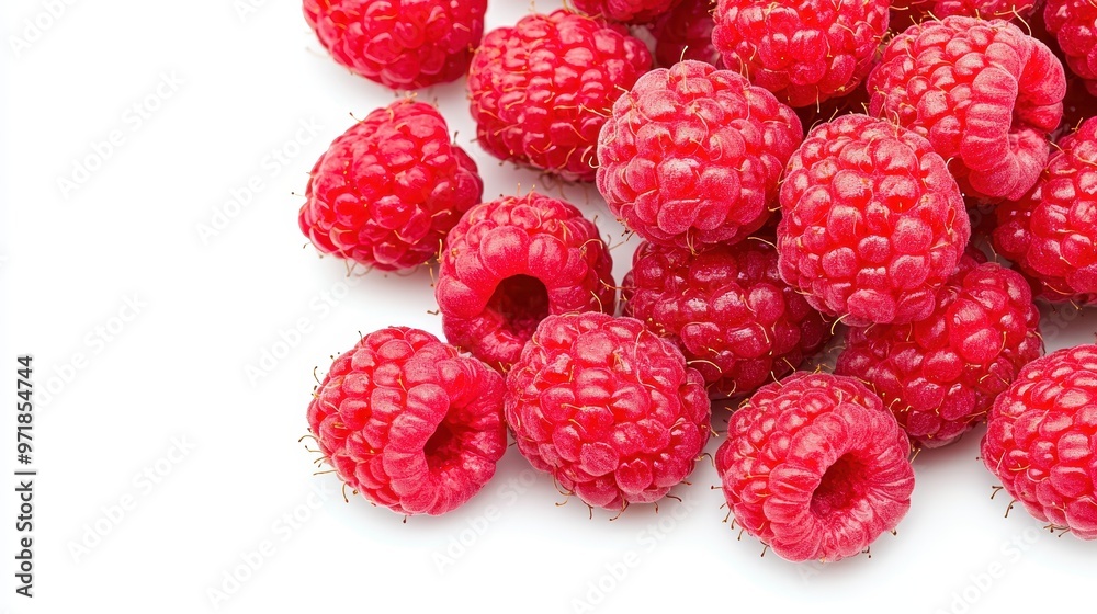 Fresh Red Raspberries Isolated on White Background Fresh Red Raspberries Isolated on White Background