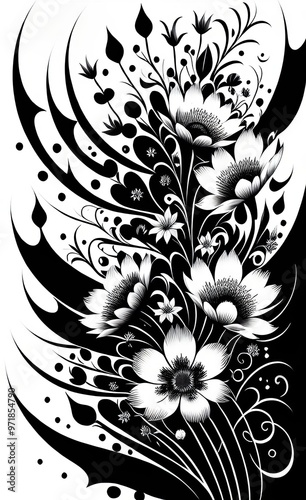 black and white floral background