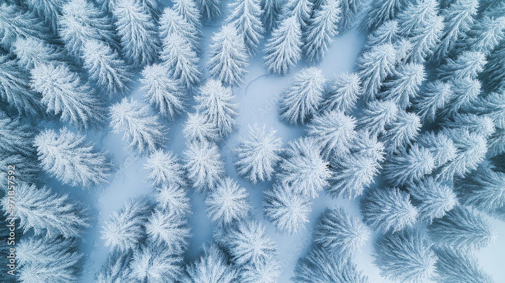 Aerial view of snow covered forest in winter Aerial view of snow covered forest in winter