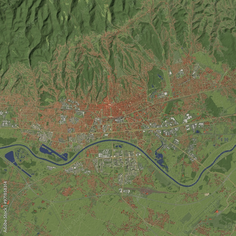 Fototapeta premium 3D illustration of city and urban in Zagreb Croatia