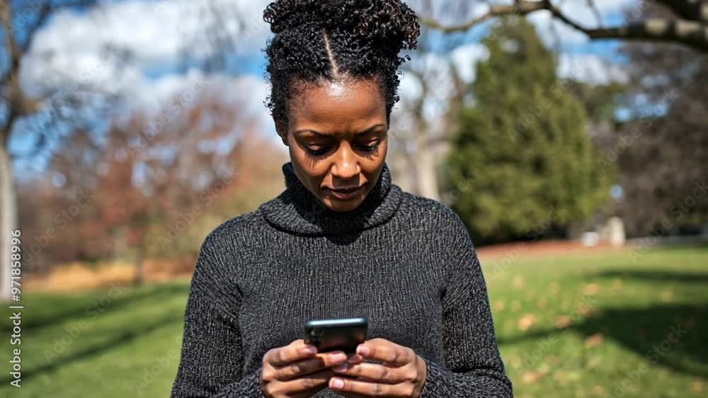 Person Texting on a Smartphone in a Sunny Park During Daytime Generative AI Person Texting on a Smartphone in a Sunny Park During Daytime Generative AI