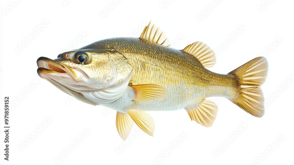 Freshwater Fish Barramundi Isolated on White Background Freshwater Fish Barramundi Isolated on White Background