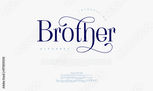 Brother typography beauty fashion elegant minimalist serif italic fonts decorative wedding vintage retro logos. Minimal luxury font alphabet logo. Vector illustration