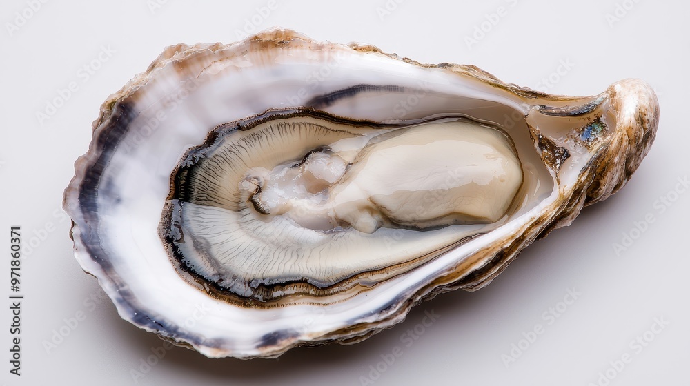 Fresh Raw Oyster Shell Close Up Isolated on White Background Fresh Raw Oyster Shell Close Up Isolated on White Background