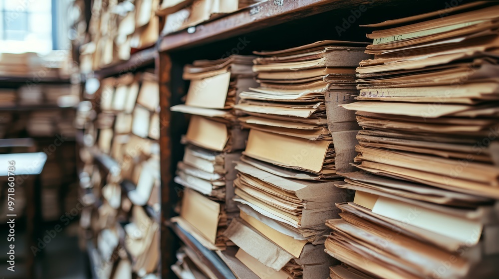 Fototapeta premium Stack of Old Books in a Vintage Library