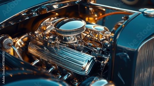 Closeup of a Classic Car Engine