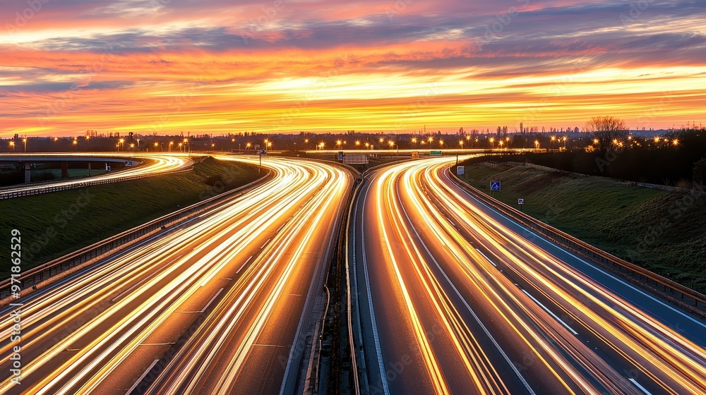 Highway Traffic Lights at Sunset Highway Traffic Lights at Sunset