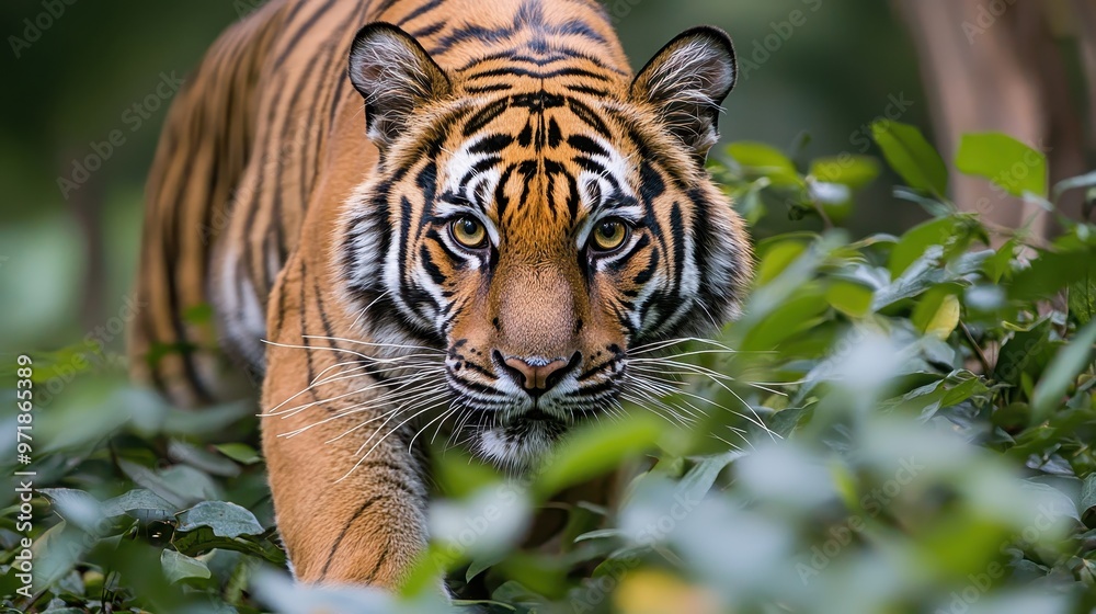 Majestic Tiger in Lush Green Foliage   Wildlife Photography